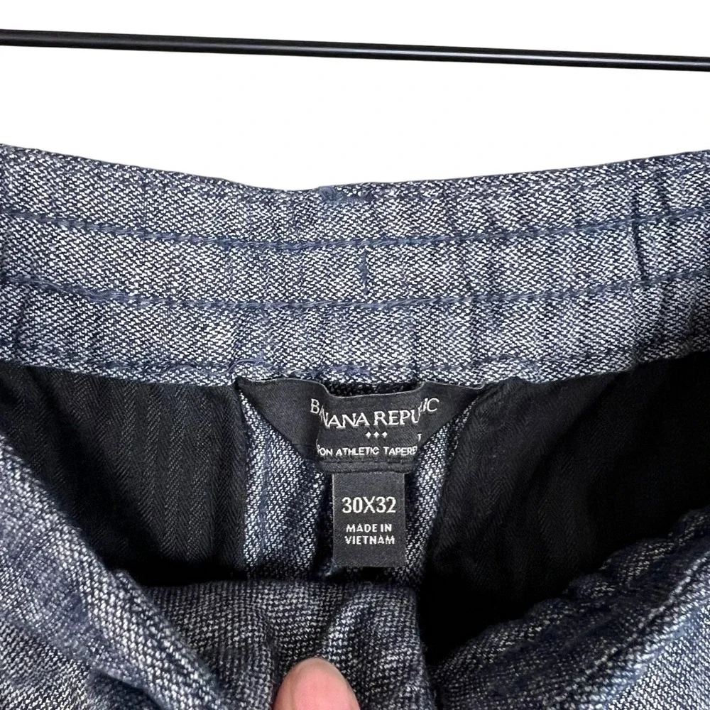 Banana Republic Mason Athletic Tapered Linen Cotton Pants Blue 30x32